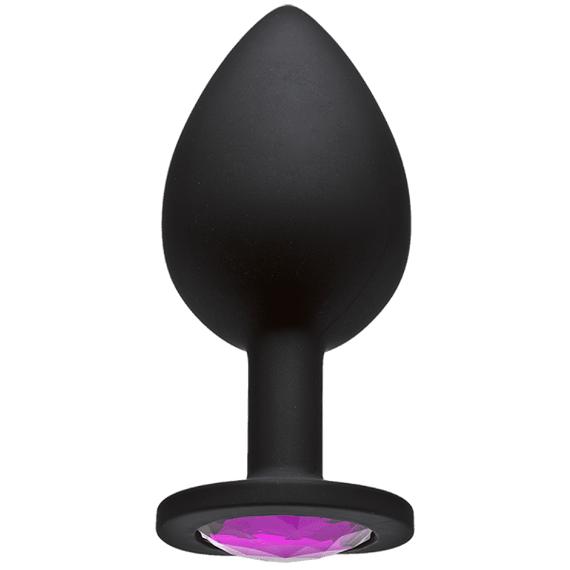 Erotic - Svart Silikonbuttplug med Lilla Krystall - Small