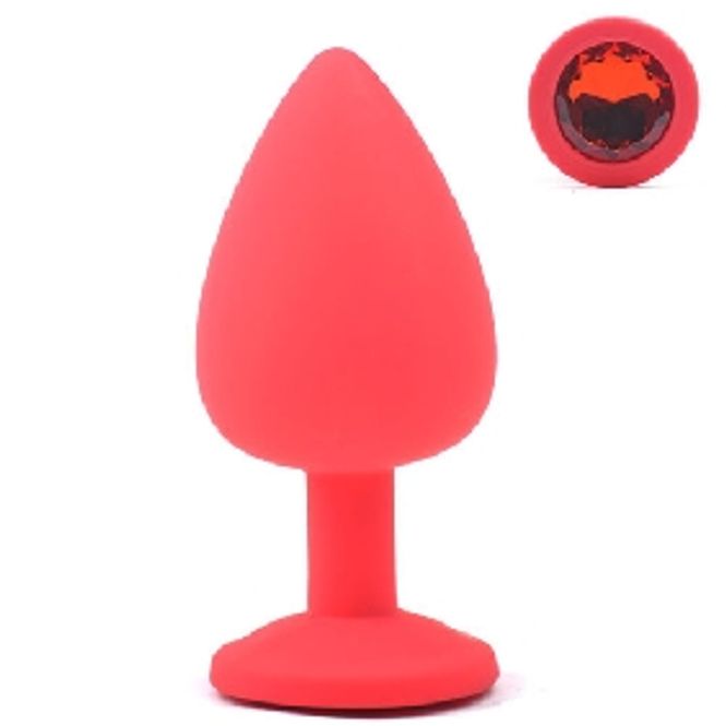 Hovedbilde Erotic - Rød Silikonbuttplug med Rød Krystall - ...