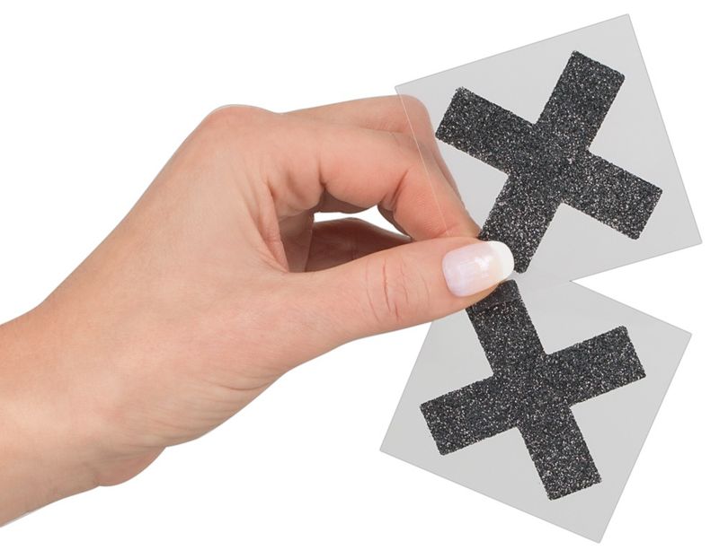 Titty Sticker - Sort Kryss med Glitter
