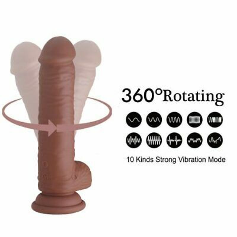 10 funksjoner silikon oppladbar, vibrerende og roterende dildo