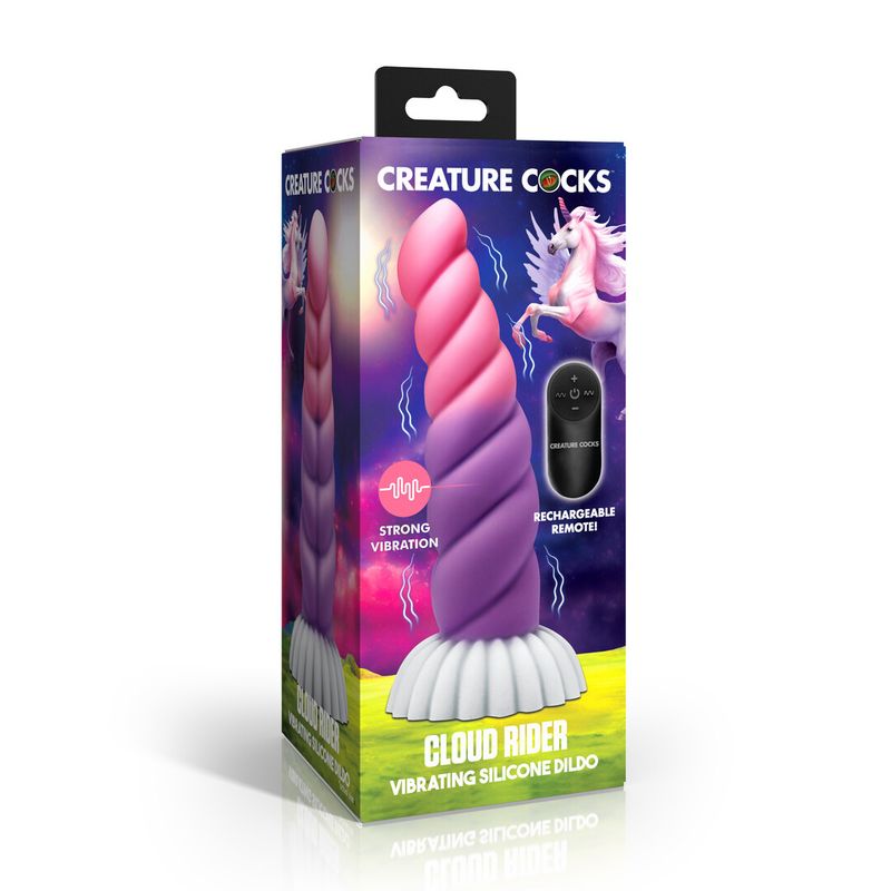 Fantasy Fuckers -  Cloud Rider - Vibrating Unicorn Silicone Dildo - Purple/Pink