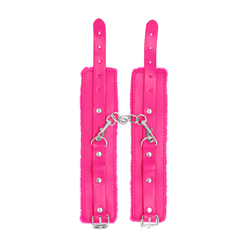 OUCH! - Plush Leather Handcuffs - PINK