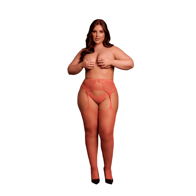 Hovedbilde Le Desir - RED Fishnet and Lace Garterbelt ...