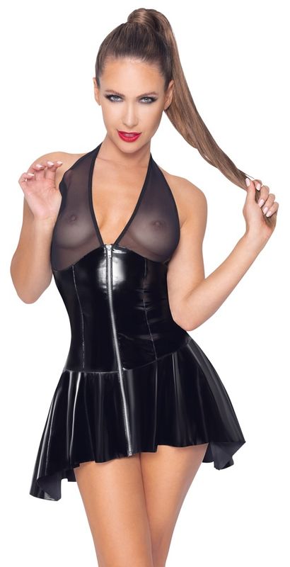 Vinyl Dress med gjenomsiktlig overdel