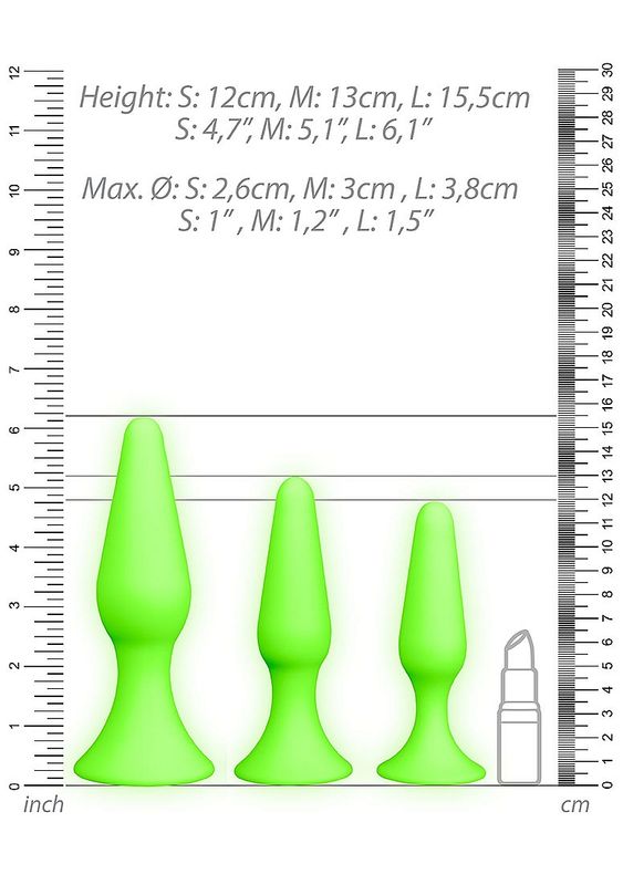 Butt Plug Set - Glow in the Dark 