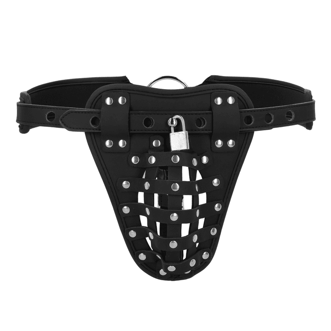 Hovedbilde PU Leather Chastity Jock - Black